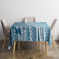 Bula Fiji Vintage Tapa Tablecloth Kaivity Masi Wave Motifs - Turquoise