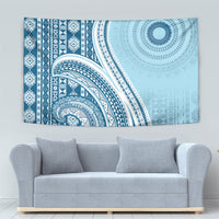 Bula Fiji Vintage Tapa Tapestry Kaivity Masi Wave Motifs - Turquoise