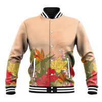 Mahalo Hawaii - Ka Pule a ka Haku Baseball Jacket Tropical Flowers LT7 Unisex Coral Pink - Polynesian Pride