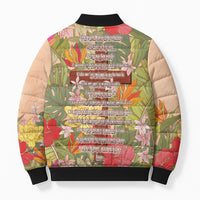 Mahalo Hawaii - Ka Pule a ka Haku Bomber Puffer Jacket Tropical Flowers LT7 - Polynesian Pride