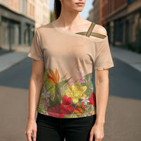 Mahalo Hawaii - Ka Pule a ka Haku Cross Shoulder Shirt Tropical Flowers LT7 - Polynesian Pride
