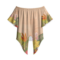 Mahalo Hawaii - Ka Pule a ka Haku Off Shoulder Wrap Waist Top Tropical Flowers LT7 - Polynesian Pride