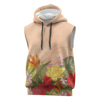 Mahalo Hawaii - Ka Pule a ka Haku Sleeveless Hoodie Tropical Flowers LT7 Coral Pink - Polynesian Pride