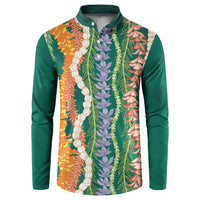 Mahalo Hawaii - Ka Pule a ka Haku Button Sweatshirt Mixed Lei LT7 Sage Green - Polynesian Pride