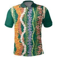 Mahalo Hawaii - Ka Pule a ka Haku Polo Shirt Mixed Lei LT7 Sage Green - Polynesian Pride