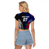 Personalised New Zealand Vs Samoa Rugby Raglan Cropped T Shirt Go Champions LT7 - Polynesian Pride