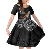 Hawaii Humpback Whale Family Matching Off Shoulder Maxi Dress and Hawaiian Shirt Be Strong - Pray For Maui LT7 Daughter's Dress Black - Polynesian Pride