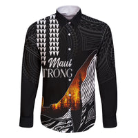 Hawaii Humpback Whale Family Matching Off Shoulder Maxi Dress and Hawaiian Shirt Be Strong - Pray For Maui LT7 Dad's Shirt - Long Sleeve Black - Polynesian Pride