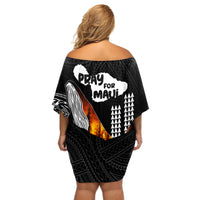 Hawaii Humpback Whale Off Shoulder Short Dress Be Strong - Pray For Maui LT7 - Polynesian Pride
