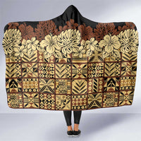 Niue Hiapo Motif Hooded Blanket Tapa Classic - Black Ver