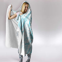 Sharks Couple Dreamy Polynesians Floral Sea Hooded Blanket Turquoise - Polynesian Pride