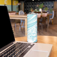 Sharks Couple Dreamy Polynesians Floral Sea Skinny Tumbler Turquoise - Polynesian Pride