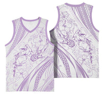 Sharks Couple Dreamy Polynesians Floral Sea Basketball Jersey Lilac - Polynesian Pride
