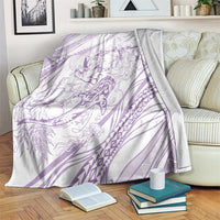Sharks Couple Dreamy Polynesians Floral Sea Blanket Lilac - Polynesian Pride