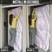 Sharks Couple Dreamy Polynesians Floral Sea Door Cover Lilac - Polynesian Pride