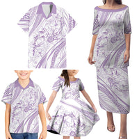 Sharks Couple Dreamy Polynesians Floral Sea Family Matching Puletasi and Hawaiian Shirt Lilac LT7 - Polynesian Pride