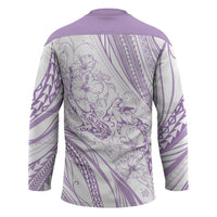 Sharks Couple Dreamy Polynesians Floral Sea Hockey Jersey Lilac - Polynesian Pride