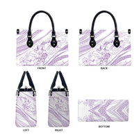 Sharks Couple Dreamy Polynesians Floral Sea Leather Bag Lilac LT7 - Polynesian Pride