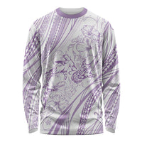 Sharks Couple Dreamy Polynesians Floral Sea Long Sleeve Shirt Lilac - Polynesian Pride