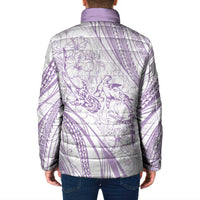 Sharks Couple Dreamy Polynesians Floral Sea Padded Jacket Lilac - Polynesian Pride