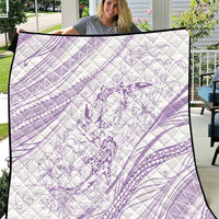 Sharks Couple Dreamy Polynesians Floral Sea Quilt Lilac - Polynesian Pride