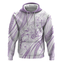 Sharks Couple Dreamy Polynesians Floral Sea Zip Hoodie Lilac - Polynesian Pride