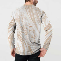 Sharks Couple Dreamy Polynesians Floral Sea Button Sweatshirt Hazel - Polynesian Pride