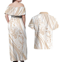 Sharks Couple Dreamy Polynesians Floral Sea Couples Matching Off Shoulder Maxi Dress and Hawaiian Shirt Hazel LT7 - Polynesian Pride