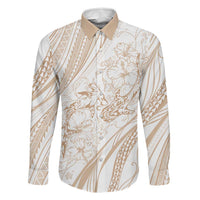 Sharks Couple Dreamy Polynesians Floral Sea Family Matching Long Sleeve Bodycon Dress and Hawaiian Shirt Hazel LT7 Dad's Shirt - Long Sleeve Hazel - Polynesian Pride
