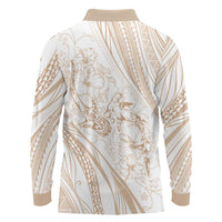 Sharks Couple Dreamy Polynesians Floral Sea Long Sleeve Polo Shirt Hazel - Polynesian Pride