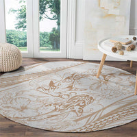 Sharks Couple Dreamy Polynesians Floral Sea Round Carpet Hazel - Polynesian Pride