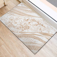 Sharks Couple Dreamy Polynesians Floral Sea Rubber Doormat Hazel - Polynesian Pride