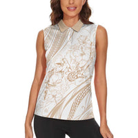 Sharks Couple Dreamy Polynesians Floral Sea Women Sleeveless Polo Shirt Hazel - Polynesian Pride