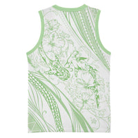 Sharks Couple Dreamy Polynesians Floral Sea Basketball Jersey Emerald - Polynesian Pride