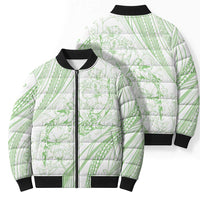Sharks Couple Dreamy Polynesians Floral Sea Bomber Puffer Jacket Emerald - Polynesian Pride