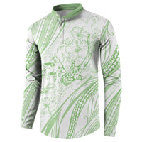 Sharks Couple Dreamy Polynesians Floral Sea Button Sweatshirt Emerald - Polynesian Pride