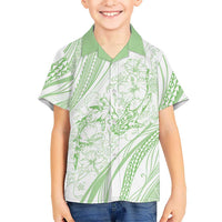 Sharks Couple Dreamy Polynesians Floral Sea Family Matching Mermaid Dress and Hawaiian Shirt Emerald LT7 Son's Shirt Emerald - Polynesian Pride