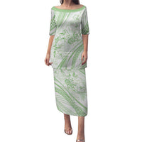 Sharks Couple Dreamy Polynesians Floral Sea Family Matching Puletasi and Hawaiian Shirt Emerald LT7 Mom's Dress Emerald - Polynesian Pride