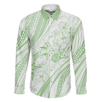 Sharks Couple Dreamy Polynesians Floral Sea Family Matching Short Sleeve Bodycon Dress and Hawaiian Shirt Emerald LT7 Dad's Shirt - Long Sleeve Emerald - Polynesian Pride