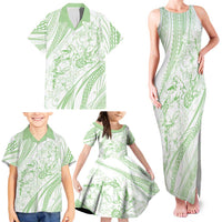 Sharks Couple Dreamy Polynesians Floral Sea Family Matching Tank Maxi Dress and Hawaiian Shirt Emerald LT7 - Polynesian Pride