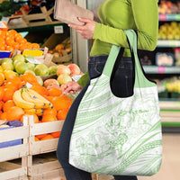 Sharks Couple Dreamy Polynesians Floral Sea Grocery Bag Emerald - Polynesian Pride