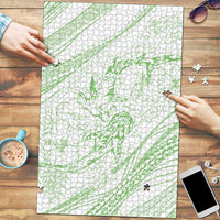 Sharks Couple Dreamy Polynesians Floral Sea Puzzle Emerald - Polynesian Pride