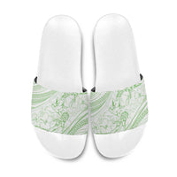 Sharks Couple Dreamy Polynesians Floral Sea Slide Sandals Emerald - Polynesian Pride