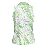 Sharks Couple Dreamy Polynesians Floral Sea Women Sleeveless Polo Shirt Emerald - Polynesian Pride