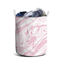 Sharks Couple Dreamy Polynesians Floral Sea Laundry Basket Pink - Polynesian Pride