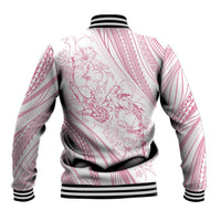 Sharks Couple Dreamy Polynesians Floral Sea Baseball Jacket Pink - Polynesian Pride