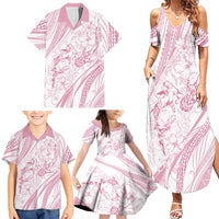 Sharks Couple Dreamy Polynesians Floral Sea Family Matching Summer Maxi Dress and Hawaiian Shirt Pink LT7 - Polynesian Pride