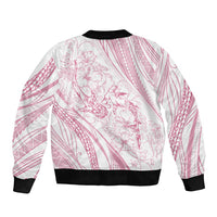 Sharks Couple Dreamy Polynesians Floral Sea Sleeve Zip Bomber Jacket Pink LT7 - Polynesian Pride