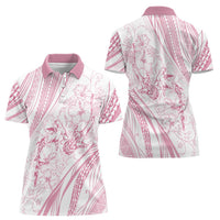 Sharks Couple Dreamy Polynesians Floral Sea Women Polo Shirt Pink - Polynesian Pride
