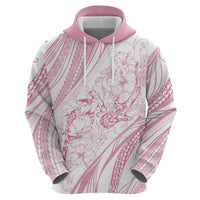 Sharks Couple Dreamy Polynesians Floral Sea Zip Hoodie Pink - Polynesian Pride